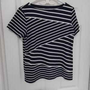 Style & Co. Navy and White Striped Short Sleeve Tee